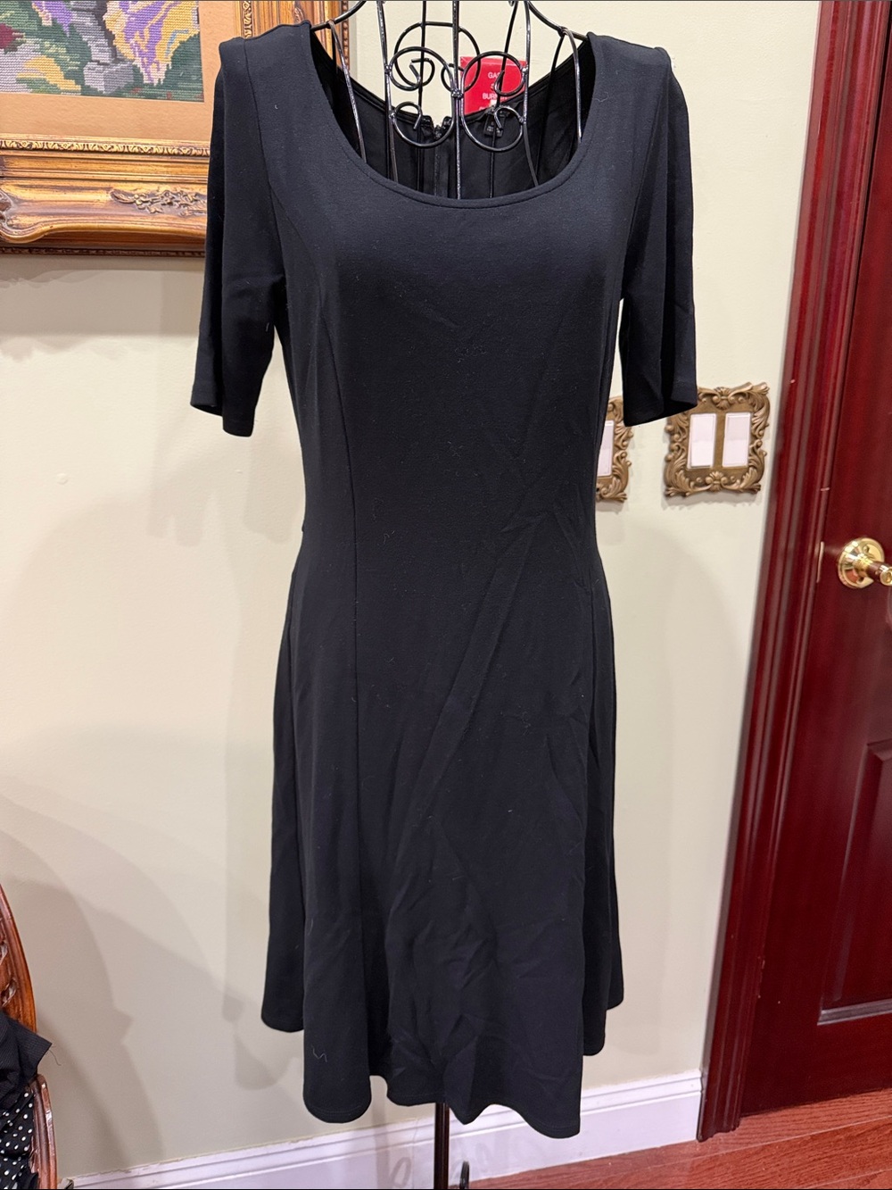 Ann Taylor Black Scoop Neck Midi Dress